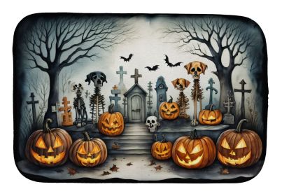 Pet Cemetery Spooky Halloween Dish Drying Mat Absorbent Dish Drying Mat Pad for Kitchen Counter Dish Drainer Mat for Countertop, 14 x 21", Multic