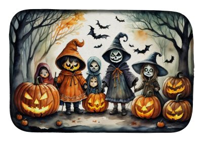 Trick or Treaters Spooky Halloween Dish Drying Mat Absorbent Dish Drying Mat Pad for Kitchen Counter Dish Drainer Mat for Countertop, 14 x 21"