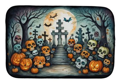 Calaveras Sugar Skulls Spooky Halloween Dish Drying Mat Absorbent Dish Drying Mat Pad for Kitchen Counter Dish Drainer Mat for Countertop, 14 x 2 (Default: Default)