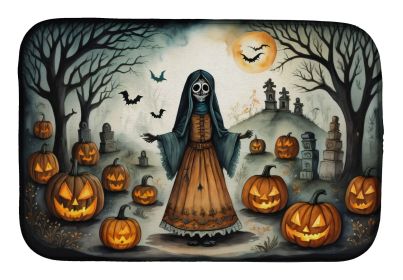 La Llorona Skeleton Spooky Halloween Dish Drying Mat Absorbent Dish Drying Mat Pad for Kitchen Counter Dish Drainer Mat for Countertop, 14 x 21" (Default: Default)