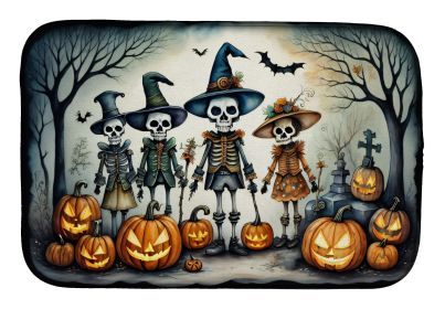 Calacas Skeletons Spooky Halloween Dish Drying Mat Absorbent Dish Drying Mat Pad for Kitchen Counter Dish Drainer Mat for Countertop, 14 x 21" (Default: Default)